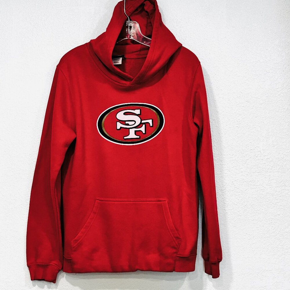 San Francisco SF 49ers Red Pullover Hoodie Sweatshirt NFL Football Womens Sz XL